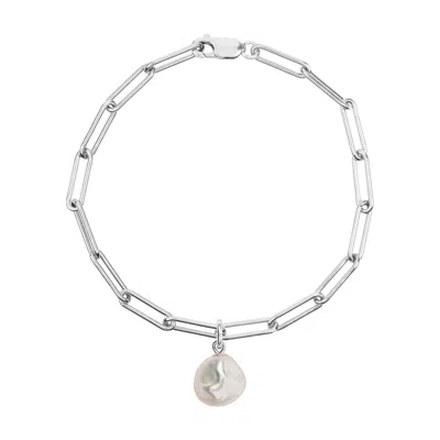 Ora Pearls Women's White / Silver Aetia Keshi Pearl Chain Bracelet - Silver In Metallic