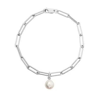 Ora Pearls Women's White / Silver Aetia Pearl Chain Bracelet - Silver
