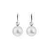 Ora Pearls Women's White / Silver Aetia Pearl Hoop Earring - Xlarge - Silver In Brown
