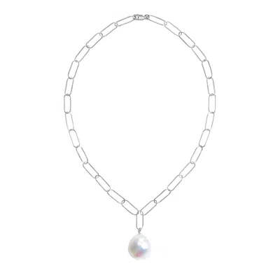 Ora Pearls Women's White / Silver Aurelia Baroque Pearl Large Link Necklace Silver In Multi