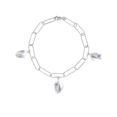 Ora Pearls Women's White / Silver Aurelia Keshi Pearl Large Link Chain Bracelet - Silver & White In Multi