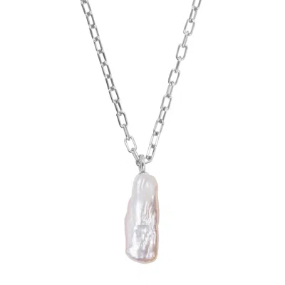 Ora Pearls Women's White / Silver Coralia Long Baroque Pearl Pendant - Silver In Multi