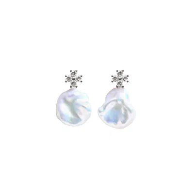 Ora Pearls Women's White / Silver Zira Keshi Pearl Earrings - Silver In Multi