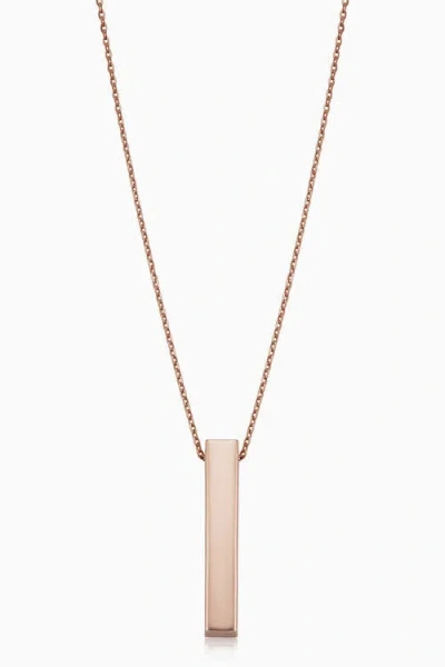 Oradina 10k Gold Brooklyn Bar Pendant Necklace In Rose Gold