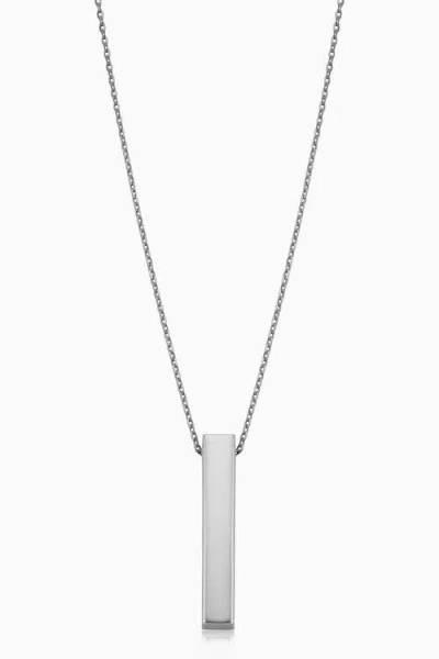 Oradina 10k Gold Brooklyn Bar Pendant Necklace In White Gold
