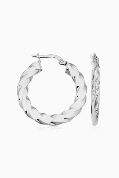 Oradina 10k Gold In Vogue Hoops Earrings In White Gold