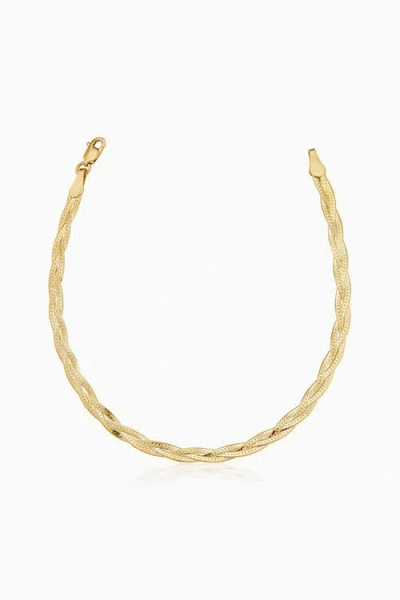 Oradina 10k Gold Now & Forever Herringbone Bracelet In Yellow Gold