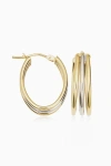 Oradina 10k Gold Trifecta Hoops Earrings In Two-tone Gold