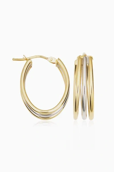 Oradina 10k Gold Trifecta Hoops Earrings In Two-tone Gold
