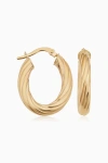 Oradina 10k Gold With A Twist Oval Hoops Earrings In Yellow Gold