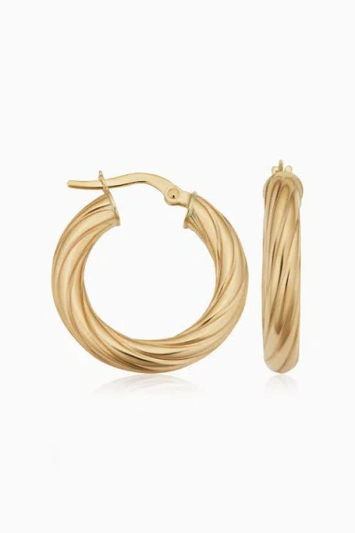 Oradina 10k Gold With A Twist Round Hoops In Yellow Gold