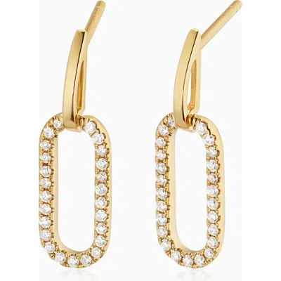 Oradina 10k Yellow Gold Venice Link Diamond Drop Earrings