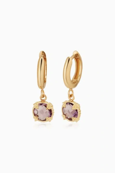 Oradina 14k Gold Antica Drop Earrings In Yellow Gold - Amethyst