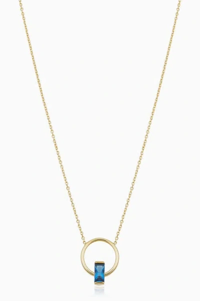 Oradina 14k Gold Bella Pendant Necklace In Gold - Blue Zirconia