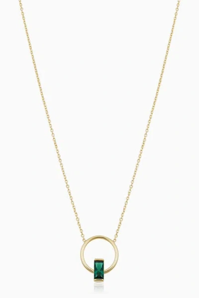 Oradina 14k Gold Bella Pendant Necklace In Gold - Green Zirconia