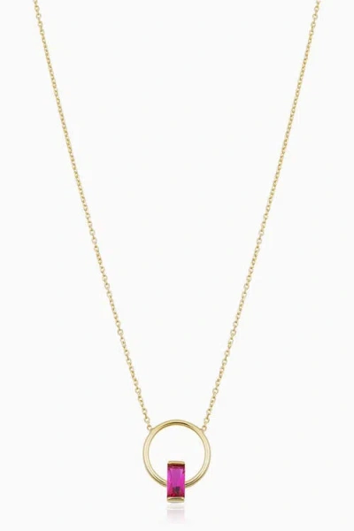Oradina 14k Gold Bella Pendant Necklace In Gold - Ruby Zirconia