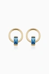 Oradina 14k Gold Bella Studs Earrings In Yellow Gold - Blue Zirconia