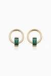 Oradina 14k Gold Bella Studs Earrings In Yellow Gold - Green Zirconia