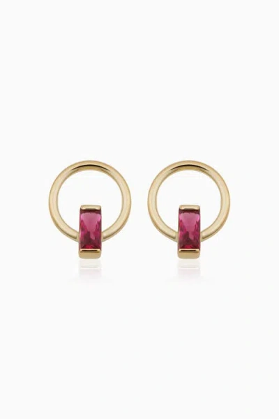 Oradina 14k Gold Bella Studs Earrings In Yellow Gold - Rose Zirconia