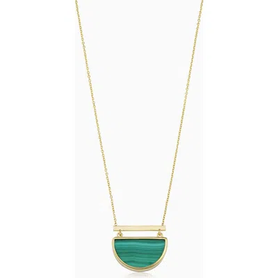Oradina 14k Gold Better Half Necklace In Gold/green Malachite