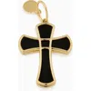 Oradina 14k Gold Bless Me Cross Pendant Charm In 14k Gold, Black Onyx