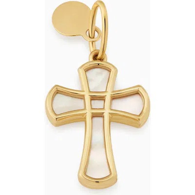 Oradina 14k Gold Bless Me Cross Pendant Charm In 14k Gold, Mother Of Pearl