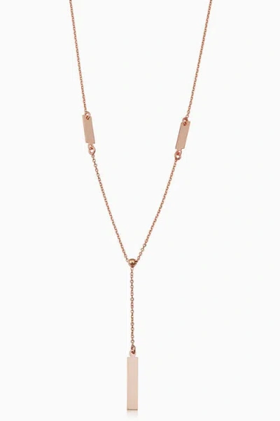 Oradina 14k Gold Brooklyn Bar Drop Necklace In Rose Gold