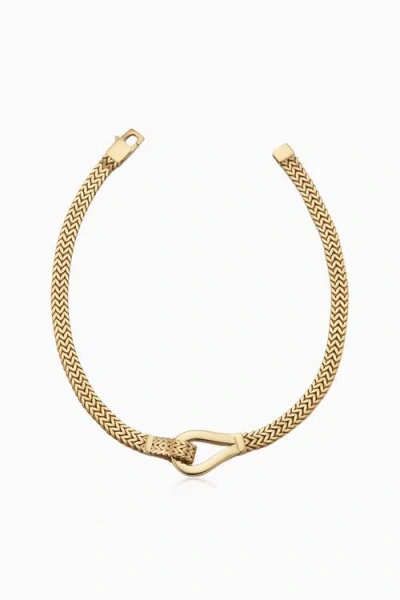 Oradina 14k Gold Chevron Hook Bracelet In Yellow Gold