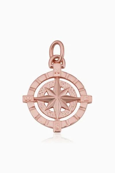 Oradina 14k Gold Compass Rose Pendant Charm In Rose Gold
