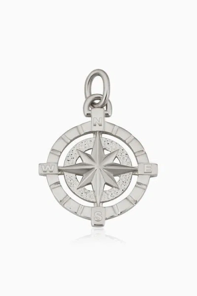 Oradina 14k Gold Compass Rose Pendant Charm In White Gold