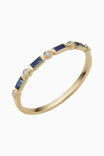 Oradina Women's 14k Yellow Gold Crown Jewels Sapphire Diamond Ring