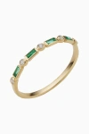 Oradina Women's 14k Yellow Gold Crown Jewels Emerald Diamond Ring