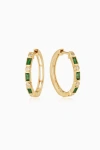 Oradina 14k Gold Crown Jewels Hoops In Gold - Green Emerald