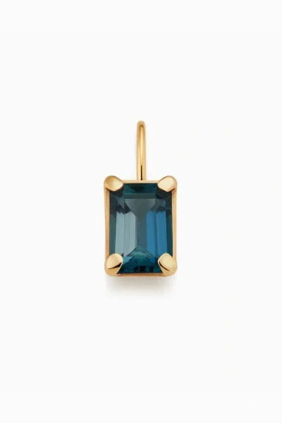 Oradina 14k Gold Date Me Birthstone Pendant Charm In Blue Topaz - December