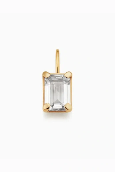 Oradina 14k Gold Date Me Birthstone Pendant Charm In White Topaz - April
