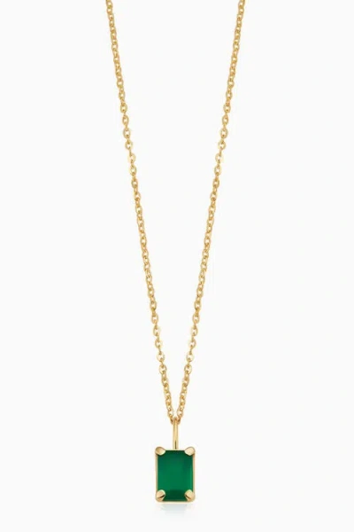 Oradina 14k Gold Date Me Birthstone Pendant Necklace In Green Agate - May