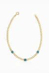 Oradina 14k Gold Dazzle Me Curb Bracelet In Gold - Blue Zirconia