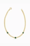 Oradina 14k Gold Dazzle Me Curb Bracelet In Gold - Green Zirconia