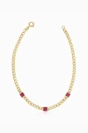 Oradina 14k Gold Dazzle Me Curb Bracelet In Gold - Red Zirconia