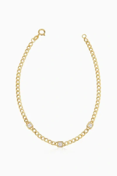 Oradina 14k Gold Dazzle Me Curb Bracelet In Gold - White Zirconia