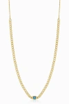 Oradina 14k Gold Dazzle Me Curb Choker Necklace In Gold - Blue Zirconia