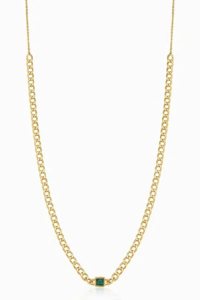 Oradina 14k Gold Dazzle Me Curb Choker Necklace In Gold - Green Zirconia