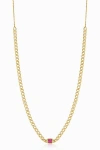 Oradina 14k Gold Dazzle Me Curb Choker Necklace In Gold - Red Zirconia