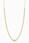 Oradina 14k Gold Dazzle Me Curb Choker Necklace In Gold - White Zirconia