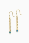 Oradina 14k Gold Dazzle Me Curb Drop Earrings In Gold - Blue Zirconia