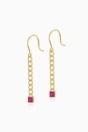 Oradina 14k Gold Dazzle Me Curb Drop Earrings In Gold - Red Zirconia
