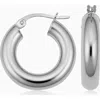 Oradina 14k White Solid Gold Everything Bold Hoops In White Gold