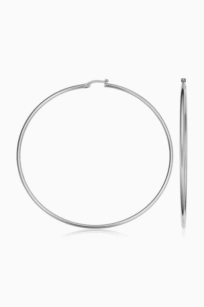 Oradina 14k Gold Everything Oversized Hoop Earrings In White Gold