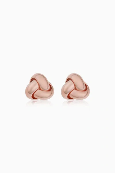 Oradina 14k Rose Solid Gold Forget Me Knot Studs In Rose Gold
