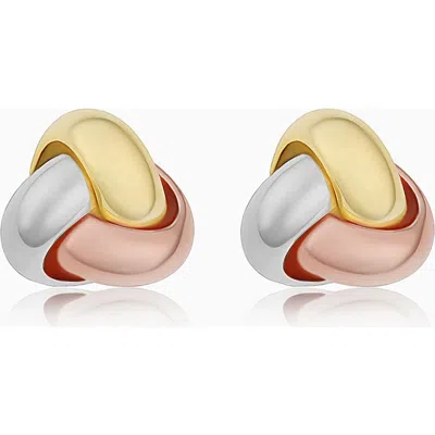 Oradina 14k Gold Forget Me Knot Stud Earrings In Tricolor Gold